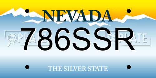 786SSR Nevada License Plate