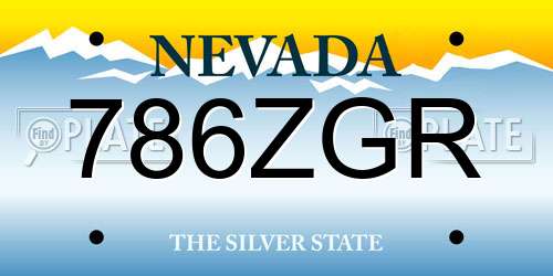 786ZGR Nevada License Plate