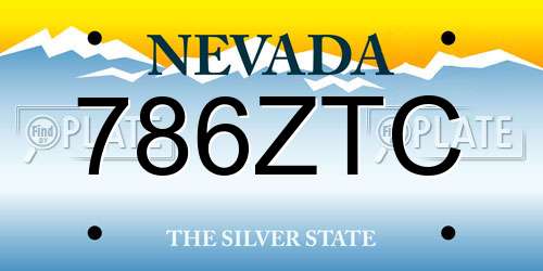 786ZTC Nevada License Plate