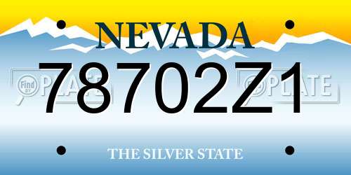 78702Z1 Nevada License Plate