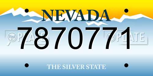 7870771 Nevada License Plate