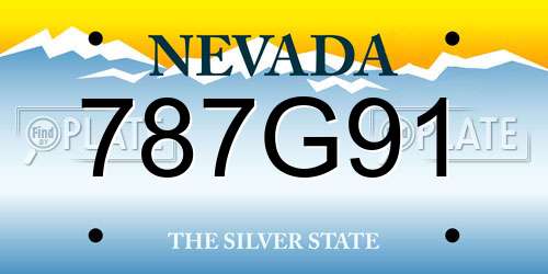 787G91 Nevada License Plate