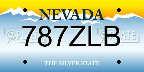 787ZLB Nevada License Plate