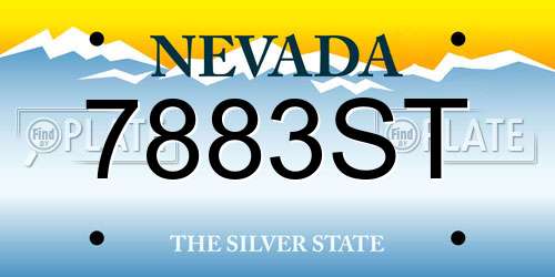 7883ST Nevada License Plate