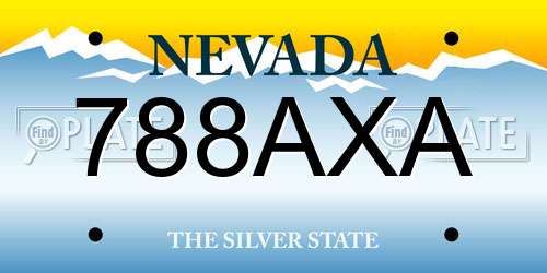 788AXA Nevada License Plate