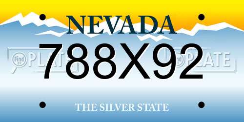 788X92 Nevada License Plate