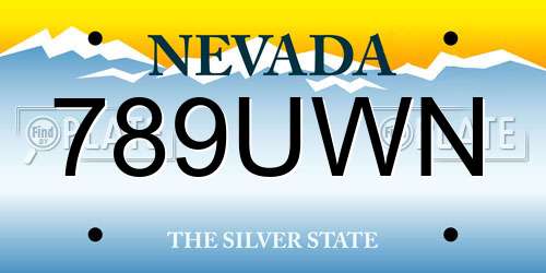 789UWN Nevada License Plate