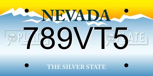 789VT5 Nevada License Plate