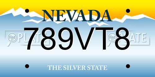 789VT8 Nevada License Plate