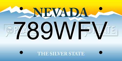 789WFV Nevada License Plate