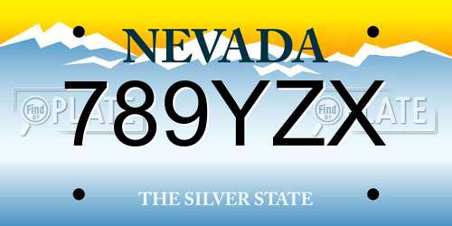 789YZX Nevada License Plate