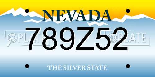 789Z52 Nevada License Plate