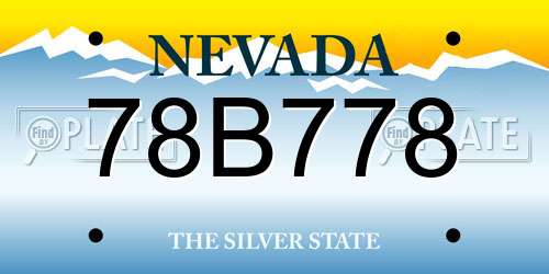 78B778 Nevada License Plate