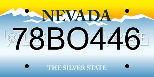 78BO446 Nevada License Plate