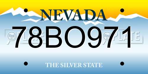 78BO971 Nevada License Plate