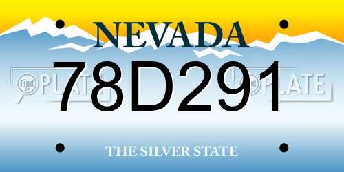 78D291 Nevada License Plate