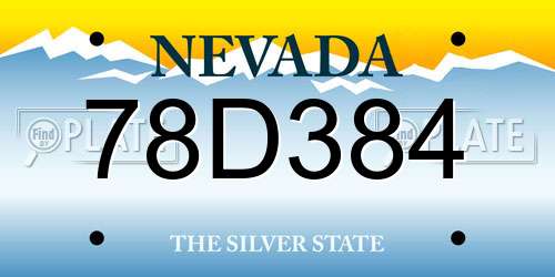 78D384 Nevada License Plate