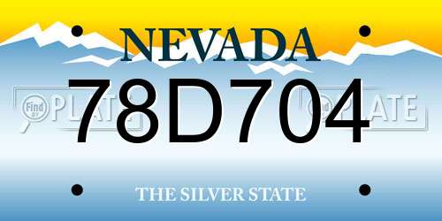 78D704 Nevada License Plate