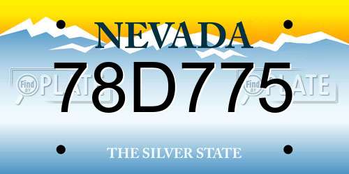 78D775 Nevada License Plate