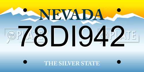 78DI942 Nevada License Plate