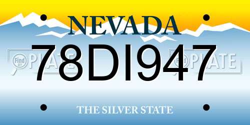 78DI947 Nevada License Plate