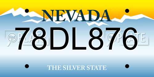 78DL876 Nevada License Plate