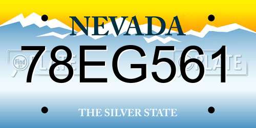78EG561 Nevada License Plate