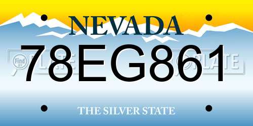 78EG861 Nevada License Plate
