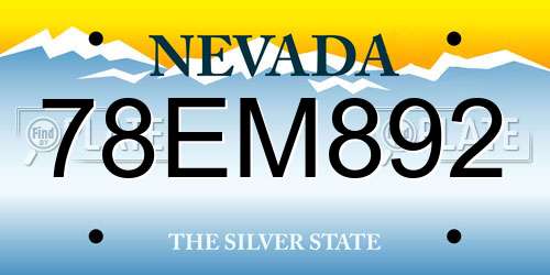 78EM892 Nevada License Plate