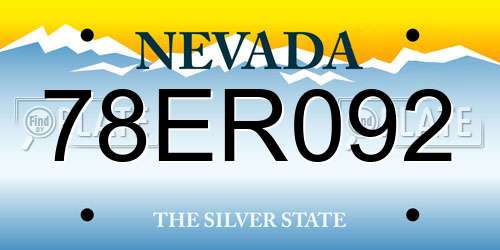 78ER092 Nevada License Plate