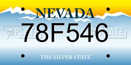 78F546 Nevada License Plate