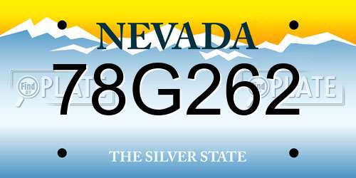 78G262 Nevada License Plate