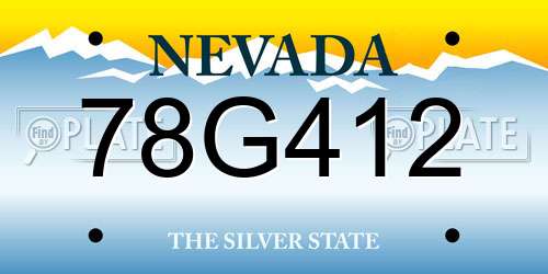 78G412 Nevada License Plate
