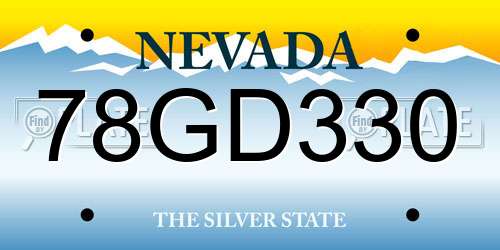 78GD330 Nevada License Plate