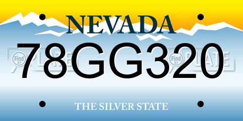 78GG320 Nevada License Plate