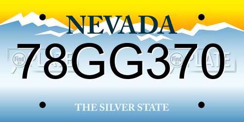 78GG370 Nevada License Plate