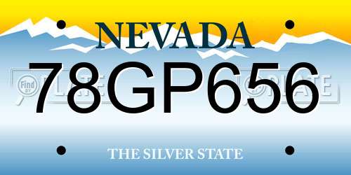 78GP656 Nevada License Plate