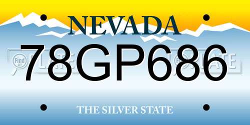 78GP686 Nevada License Plate