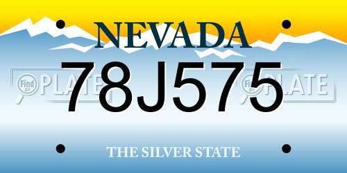 78J575 Nevada License Plate