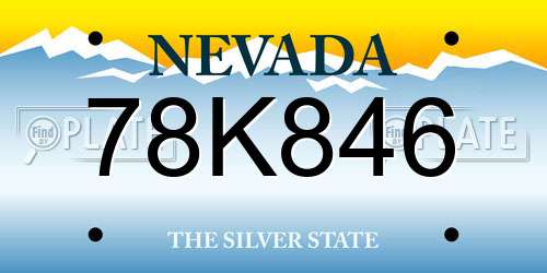 78K846 Nevada License Plate