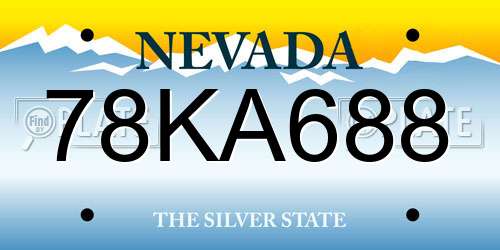 78KA688 Nevada License Plate