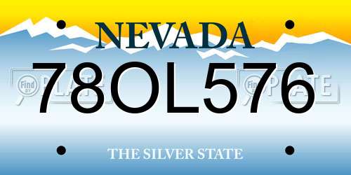78OL576 Nevada License Plate