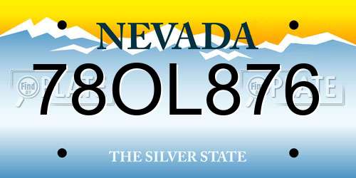 78OL876 Nevada License Plate