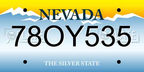 78OY535 Nevada License Plate