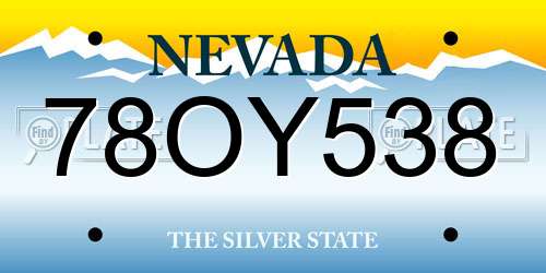 78OY538 Nevada License Plate