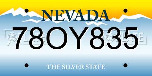 78OY835 Nevada License Plate