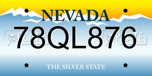78QL876 Nevada License Plate