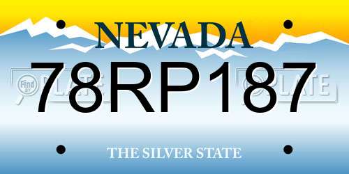 78RP187 Nevada License Plate