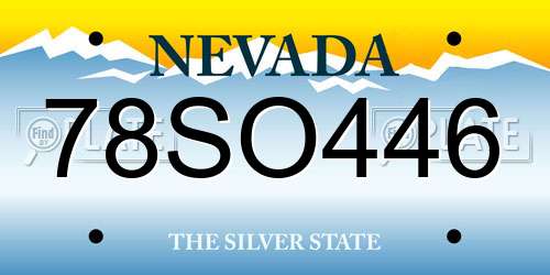 78SO446 Nevada License Plate