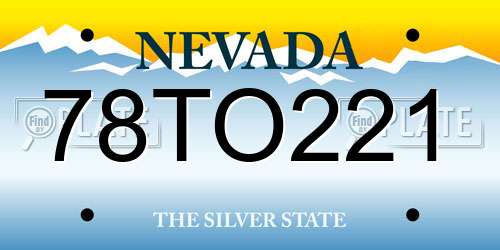 78TO221 Nevada License Plate